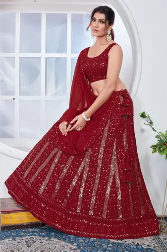 red festive lehenga choli set