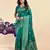 Teal green soft silk blend banarasi jacuard work designer party wear saree with unstitched blouse piece