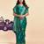 Teal green soft silk blend banarasi jacuard work designer party wear saree with unstitched blouse piece