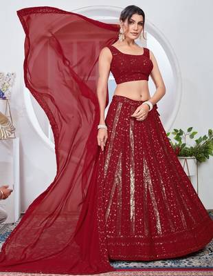 red festive lehenga choli set 4