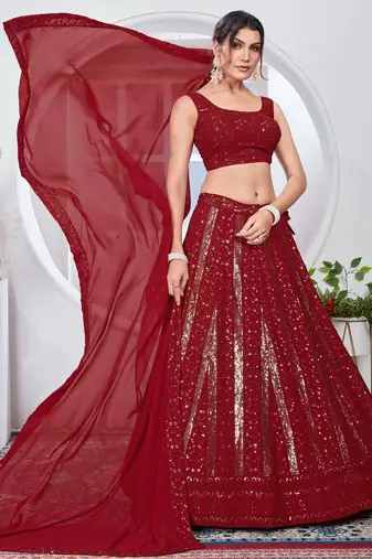 red festive lehenga choli set