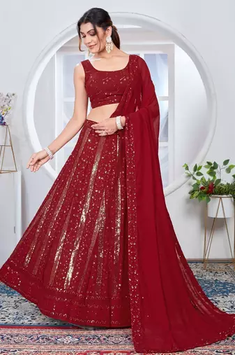 red festive lehenga choli set