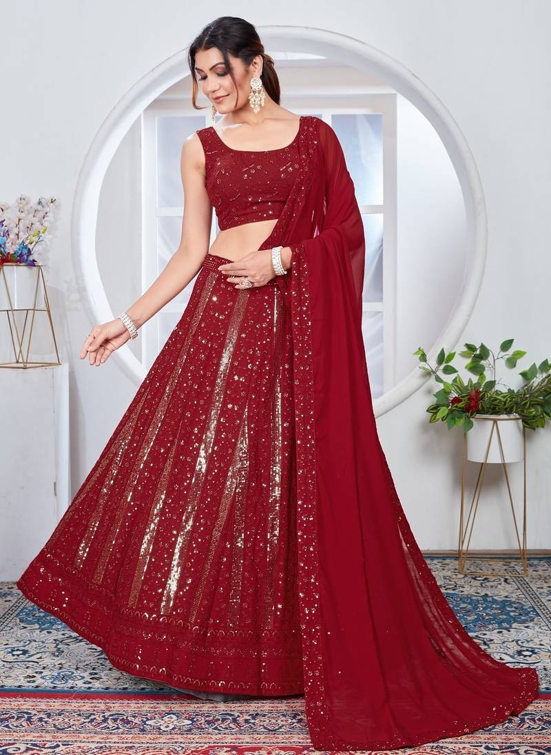 red festive lehenga choli set