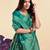 Teal green soft silk blend banarasi jacuard work designer party wear saree with unstitched blouse piece