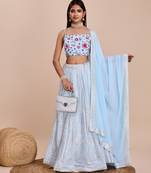 blue floral lehenga choli set 