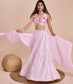 pink embroidered lehenga choli set 