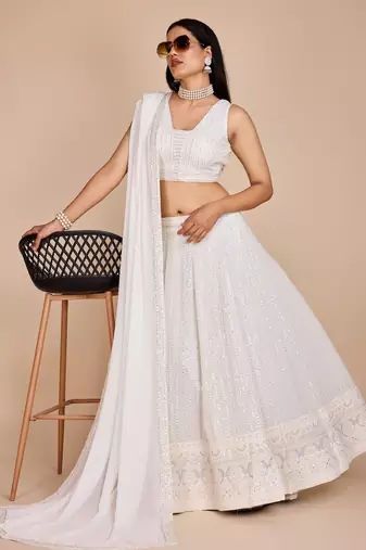 white designer lehenga choli set