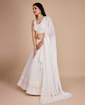 white designer lehenga choli set 3