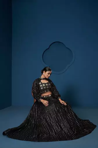 black designer party lehenga choli 