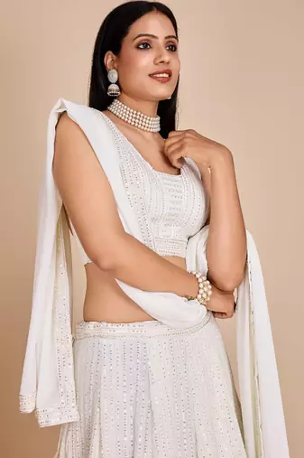 white designer lehenga choli set