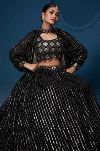 black designer party lehenga choli 