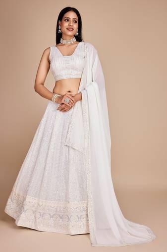 white designer lehenga choli set