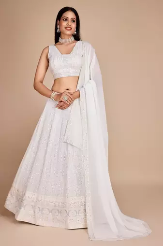 white designer lehenga choli set