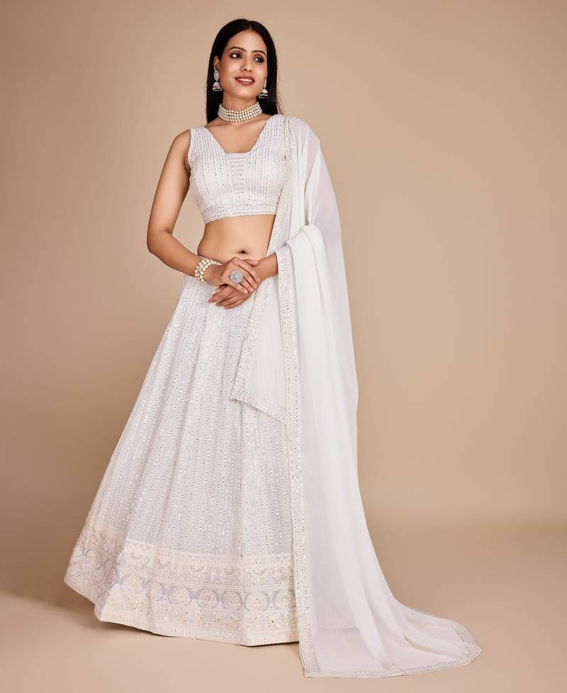 white designer lehenga choli set
