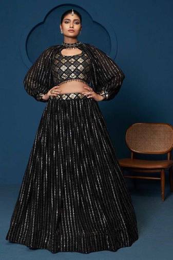 black designer party lehenga choli 