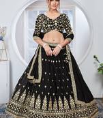 black and gold traditional lehenga choli set