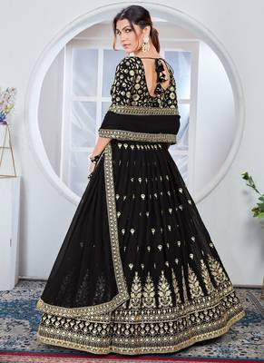 black and gold traditional lehenga choli set 4