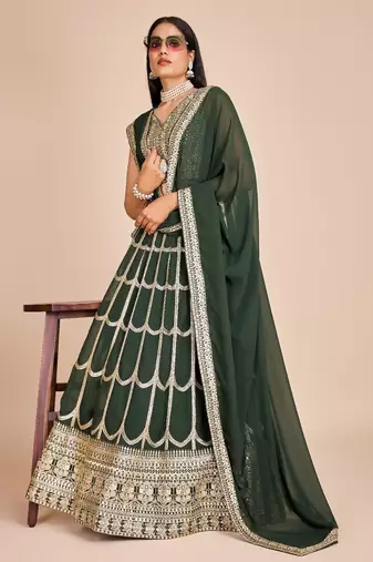 green embroidered lehenga cholis et