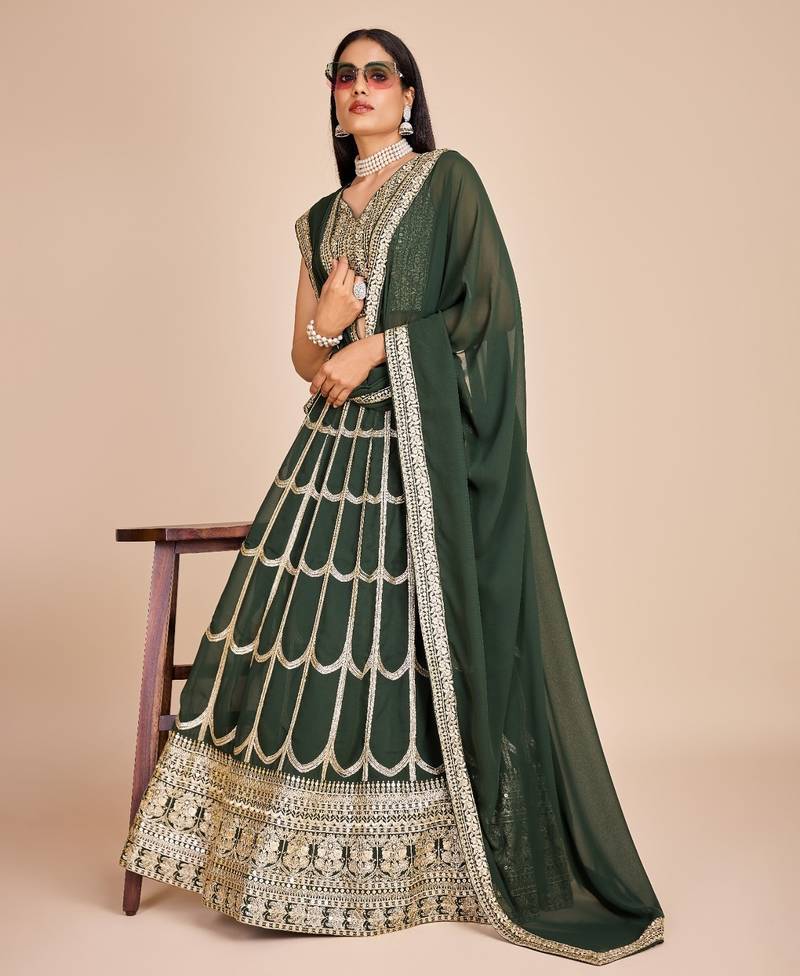 green embroidered lehenga cholis et