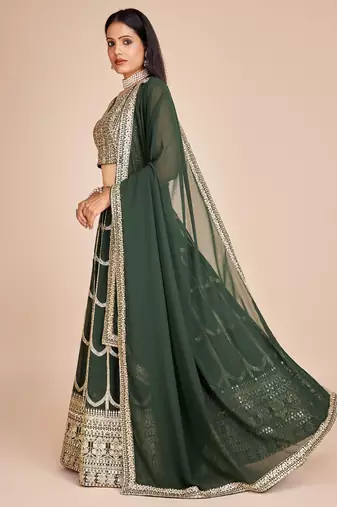 green embroidered lehenga cholis et