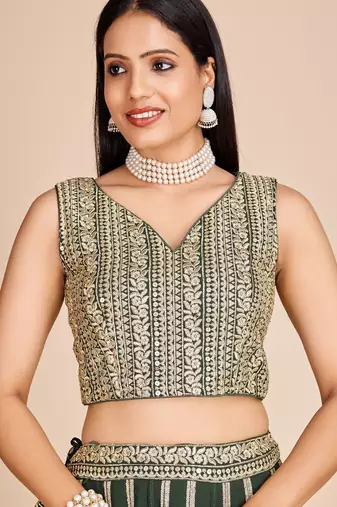 green embroidered lehenga cholis et