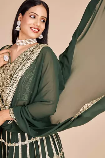 green embroidered lehenga cholis et