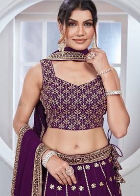 purple embroidered lehenga cholis et 3