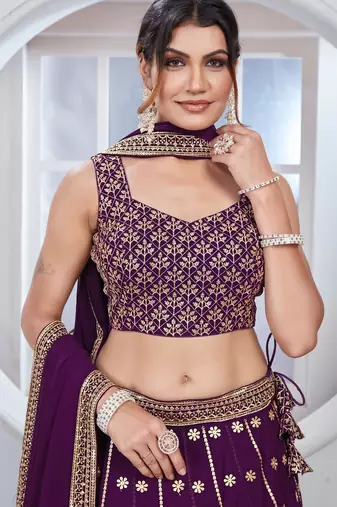 purple embroidered lehenga cholis et