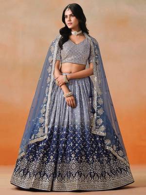grey bridal style lehenga choli set  3