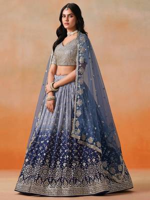 grey bridal style lehenga choli set  4