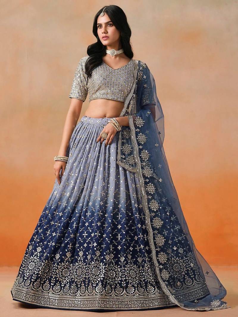 grey bridal style lehenga choli set 