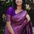 Purple soft silk blend banarasi jacuard work designer party wear saree with unstitched blouse piece
