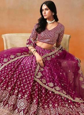 pink bridal style lehenga choli set  3