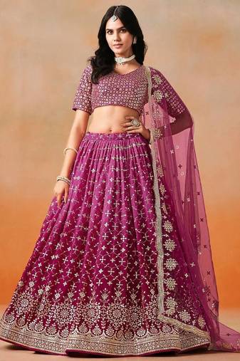 pink bridal style lehenga choli set 