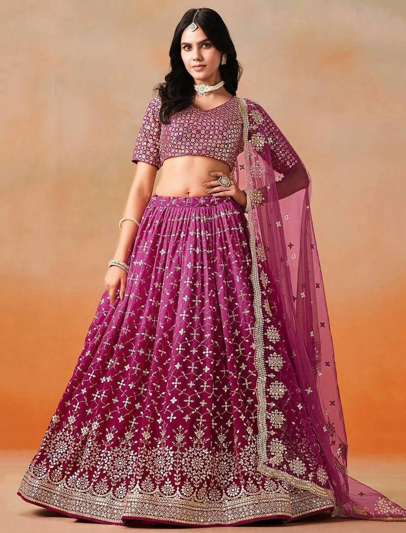 pink bridal style lehenga choli set 