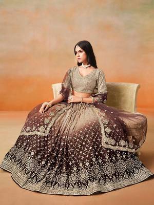 brown designer lehenga choli set 3