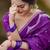 Purple soft silk blend banarasi jacuard work designer party wear saree with unstitched blouse piece
