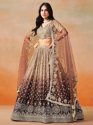 brown designer lehenga choli set 1