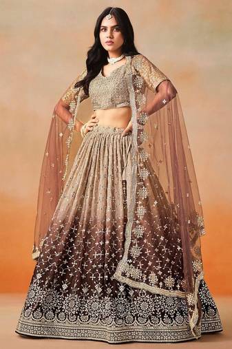 brown designer lehenga choli set
