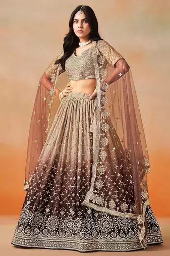 brown designer lehenga choli set