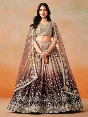 brown designer lehenga choli set 4