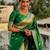 Green soft silk blend banarasi jacuard work designer party wear saree with unstitched blouse piece