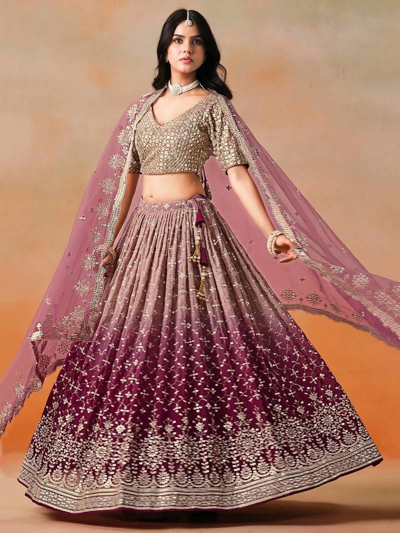 wine festive lehenga choli set 
