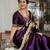 Purple soft silk blend banarasi jacuard work designer party wear saree with unstitched blouse piece