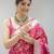 Pink soft silk blend banarasi jacuard work designer party wear saree with unstitched blouse piece