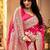 Pink soft silk blend banarasi jacuard work designer party wear saree with unstitched blouse piece