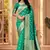 Teal green soft silk blend banarasi jacuard work designer party wear saree with unstitched blouse piece