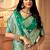Teal green soft silk blend banarasi jacuard work designer party wear saree with unstitched blouse piece