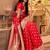 Red soft silk blend banarasi jacuard work designer party wear saree with unstitched blouse piece
