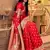 Red soft silk blend banarasi jacuard work designer party wear saree with unstitched blouse piece